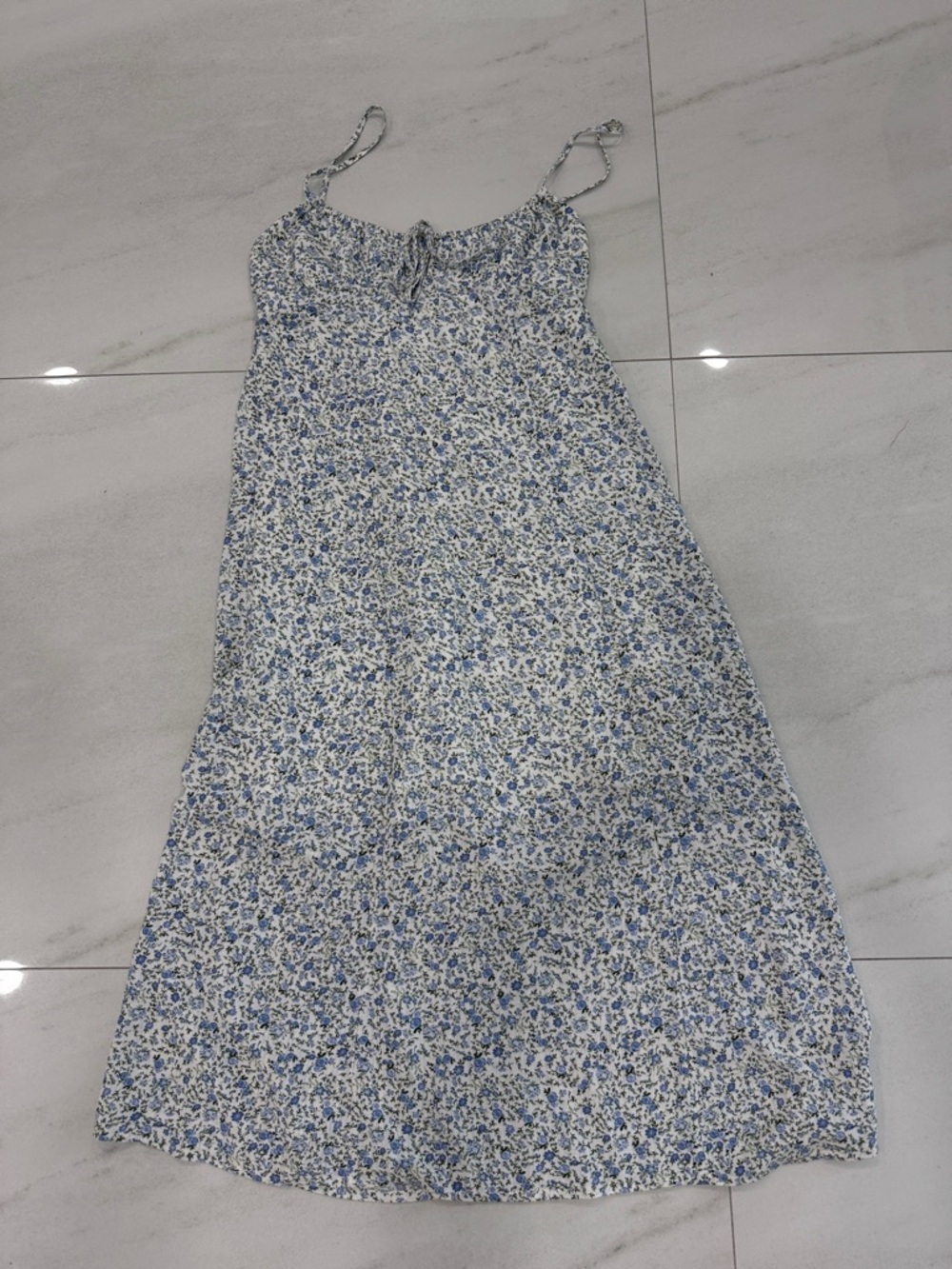 No Boundaries Smocked Floral Midi Dress - Blue